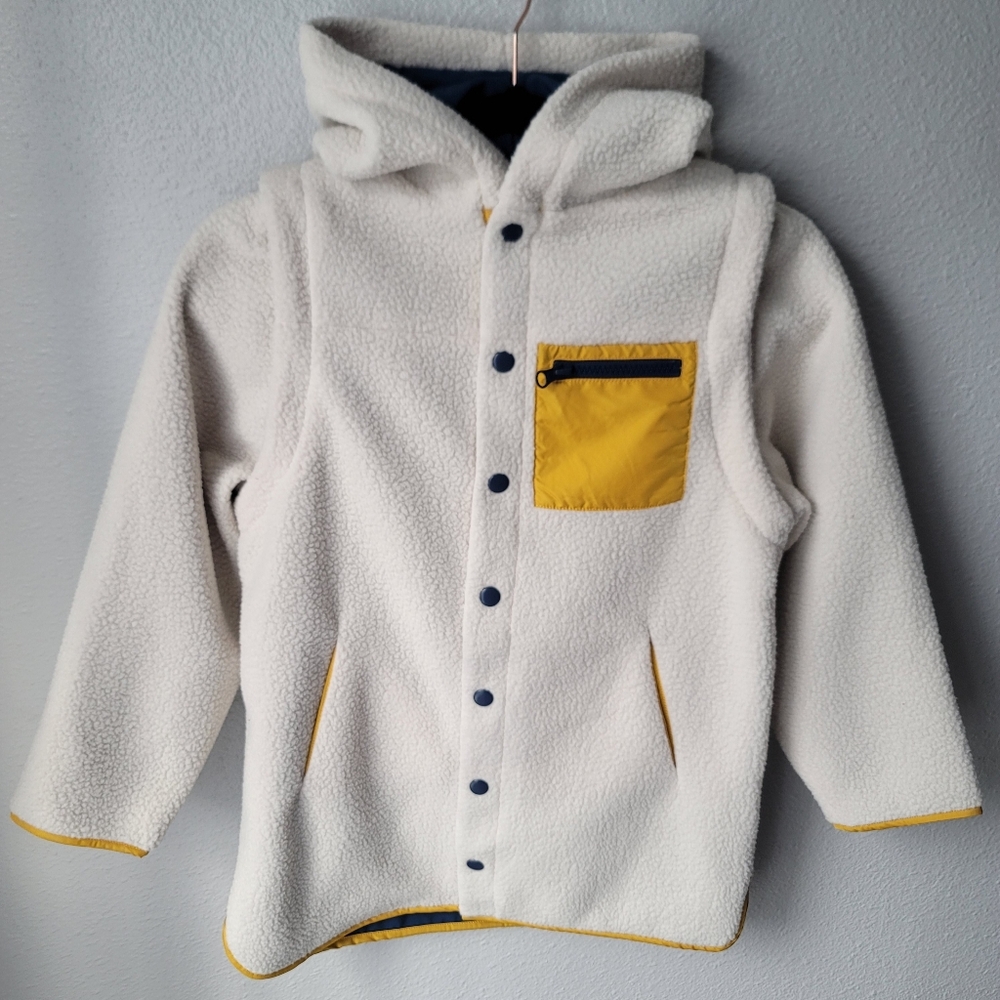 NWT The Sunday Collective 2-In-1 Fleece Jacket, Size 8Y, Color Almond Milk - Picture 3 of 13